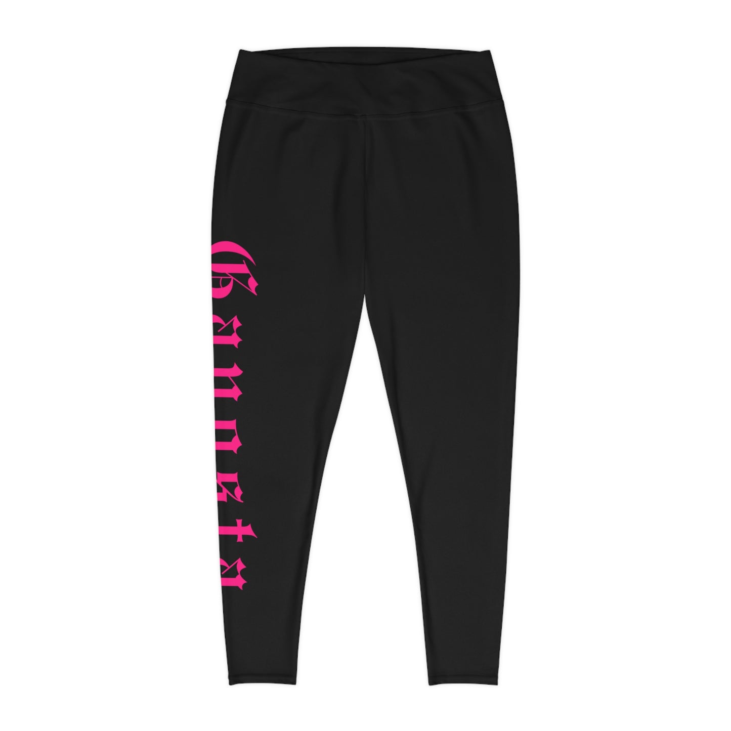 Stylish Plus Size Leggings with Bold Text Design | Comfortable Activewear | Ideal for Yoga, Gym, Casual Wear, & Everyday Style